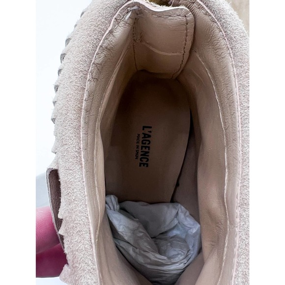 L'AGENCE Mathilde Suede Fringe Booties NWT Size 7 - Picture 6 of 7